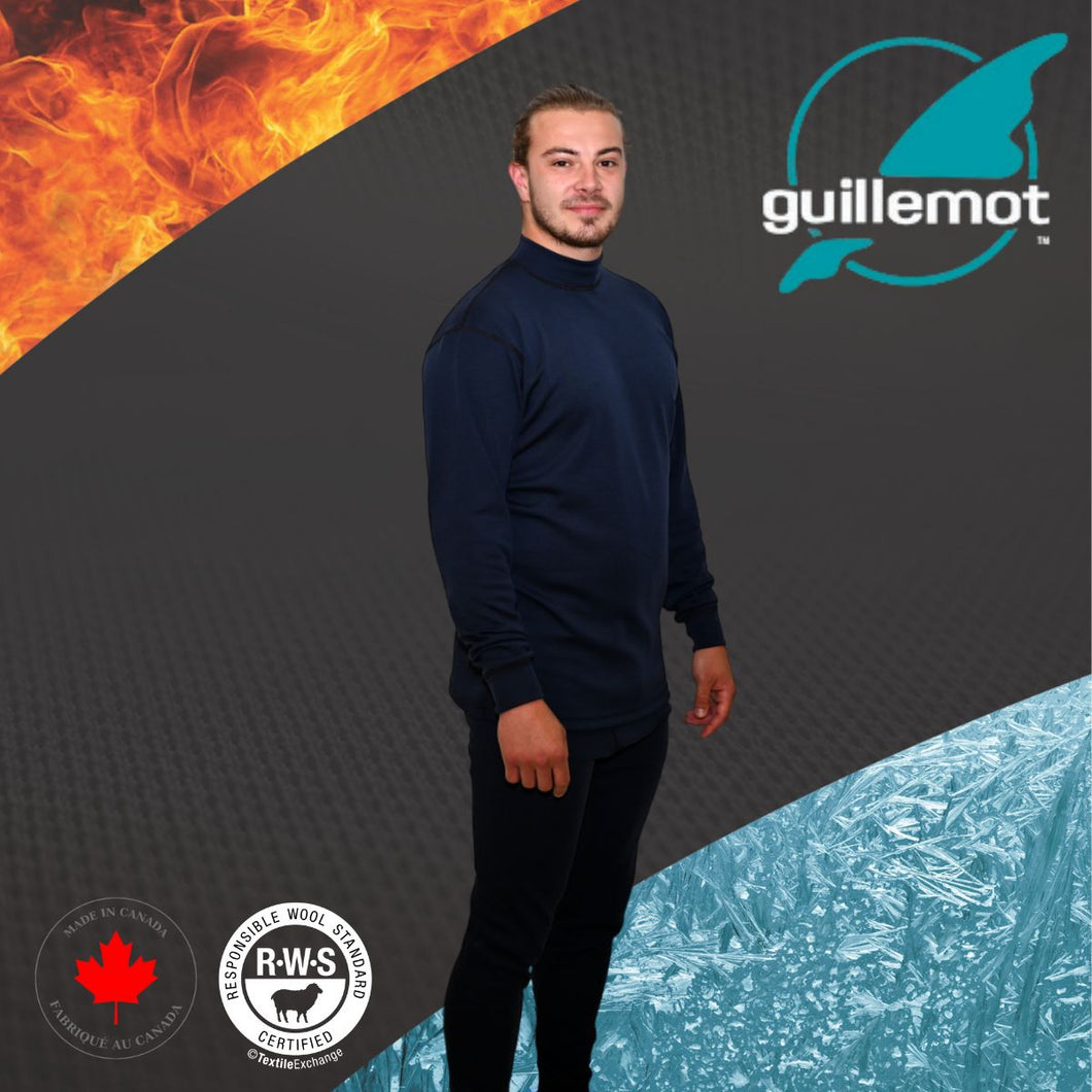 Chandail pour homme à manches longues et col montant– Laine mérinos Zirpro